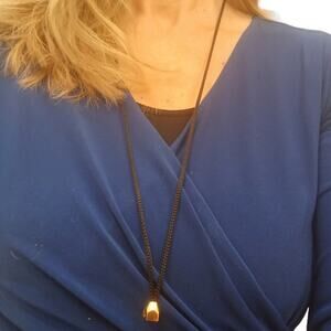 Fendi Gold Pendant Rope Necklace Modern Contemporary Minimalist Bohemian Vintage